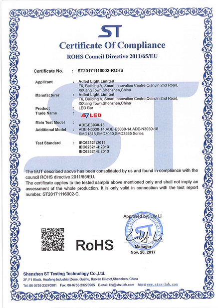 Porcellana Adled Light Limited Certificazioni